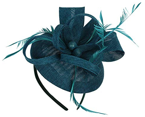Fascinator Hat Stirnband Hut Schwarze Kirche Top Hut Tea Party Ladies Hut Kopfbedeckung Eleganter Kopfschmuck, Damen Fascinator Hut mit Federn Schleier Stirnband Clip Damen (A-001, One Size)