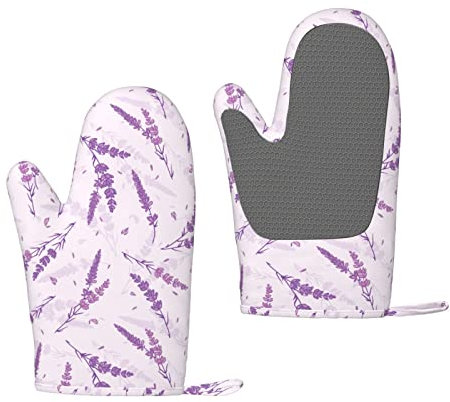 Motivo floreale vintage lavanda, Guanti da forno in silicone Guanti da cucina antiscivolo, Guanti da forno resistenti al calore Un paio