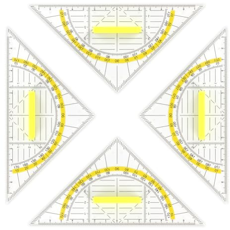 Behiruch 4 Stück Geodreieck Klein mit Griff, 14 cm Geodreieck Flexibel, Dreiecke Transparen Ideal für Schüler, Zeichner und Modellbauer