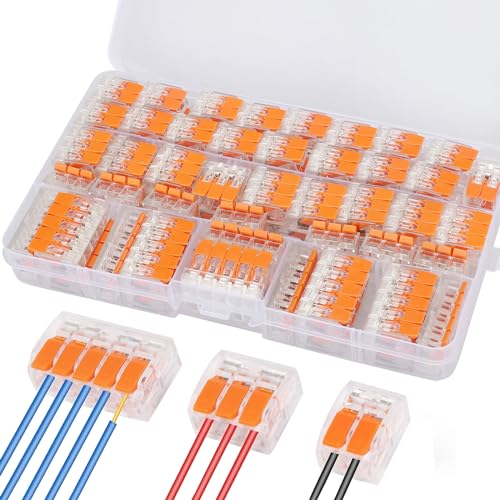 75 Morsetti Elettrici con Leva di Azionamento per Cavi, 4 mm², Connettori di Collegamento per Cavi Fissi