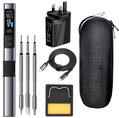 Treedix Smart USB Soldering Iron Kit, PD 65W DC 100W Professional Digital Display Electric Soldering Iron, Precise Temperature Adjustable, Smart Setting Menu with Dual Power Supply Input