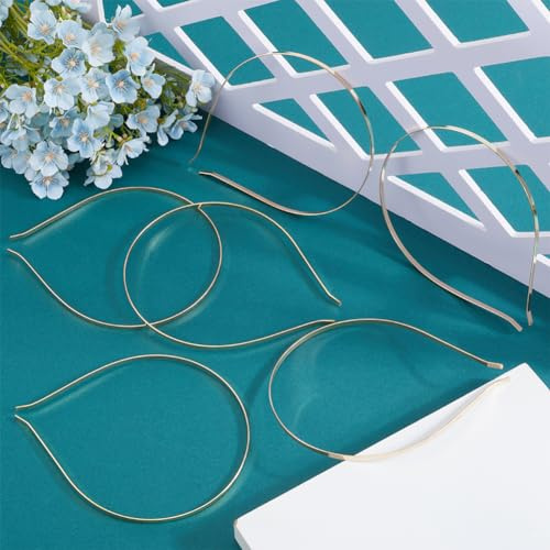 GORGECRAFT 20 Packung Stirnbänder 3.8mm Schlichte Blanke Haarband Haarreif Aus Hartmetall Hellgolden Metall Haarband Schmale Einfache Stirnbänder Krone Haarhalter Rahmen DIY-Bastelzubehör Haar Hoop