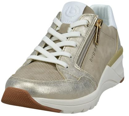 bugatti Damen Sandaletten, Frauen Sandalen,Sommersandalen,bequem,flach,Sommerschuhe,Freizeitschuhe,offene Schuhe,Sand/Metallics (5390),39 EU/EU UK