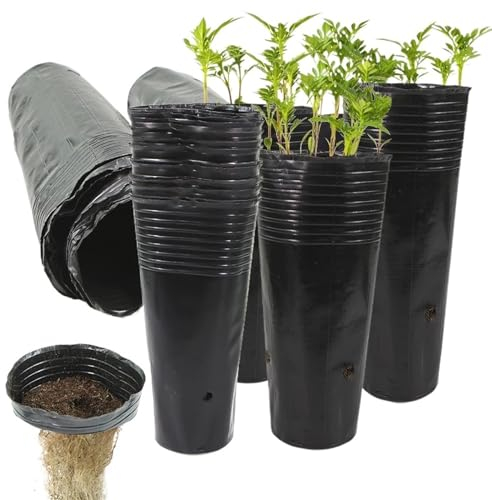 MOHUIED Maceta alta redonda de plástico para vivero, macetas de cultivo de flores, macetas de cultivo de plantas de jardín, macetas altas para cultivo de árboles, macetas altas para exteriores (12 x