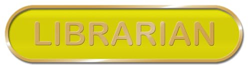 Librarian School Bar Badge - 45mm x 10mm - Enamel on Metal - Safety Pin Fixing - Epoxy Coating (YELLOW)