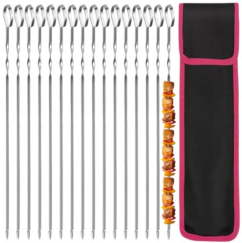 16 Stück Edelstahl Grillspieße, Rostfreie Schaschlikspieße, Kebab Spieße, 36cm Lange Grillspieße für BBQ, Outdoor-Grill und Familienfeiern