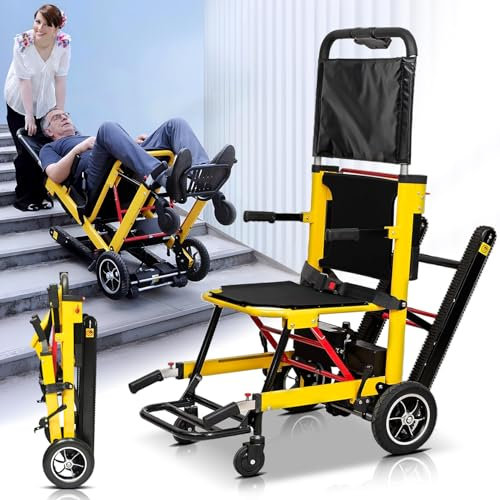 Bueuwe Elektrischer Rollstuhl für ältere Menschen zum Treppensteigen, Tragbarer Leichter Treppenlift, Elektrischer Rollstuhl-Treppenlift, Patienten-Transporthilfe für Behinderte mit Motoren
