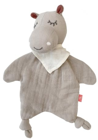 kikadu Schmusetuch Hippo aus 100% GOTS-zertifizierter Bio-Baumwolle, weiches Kuscheltuch, hautfreundlich & schadstofffrei, nachhaltiges Babyspielzeug