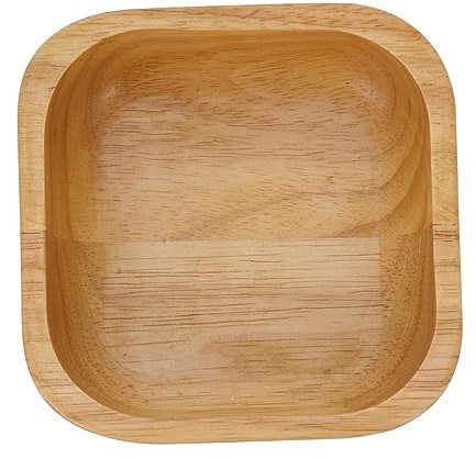 Cabilock Wooden Salad Bowl Fruit Bowl 12.4x4.1cm Rubber Wood Natural Wood Serving Dish for Kitchen and Dining