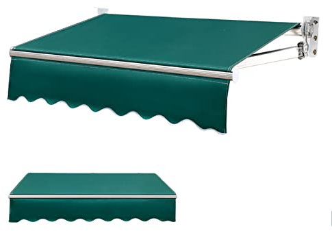 Tenda da sole retrattile con manovella manuale, tenda da sole motorizzata per terrazza esterna, verde, 2 x 1,5 m