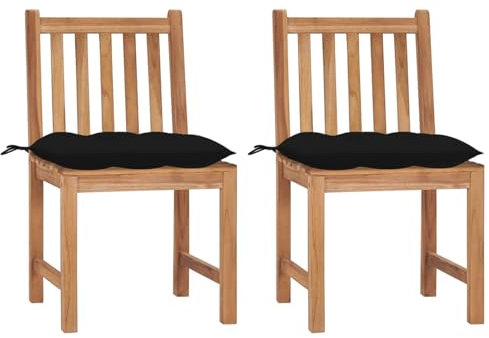 Xichuzi Gartenstühle 2 STK. mit Kissen, Balkonstuhl, Möbelsets, Gartensessel, Garten Stühle, Gartenmöbel, Balkon Stühle, Terrassenstühle, Hochlehner, Sessel Outdoor, Massivholz Teak