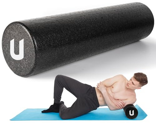 unycos - Foam Roller【Alta Resistenza】Rullo di Massaggio Muscolare in Schiuma EPP Dura e Leggera per Pilates, Yoga, Fitness, Fisioterapia, Rilascio Miofasciale, Alleviare le Tensioni, 60x15 cm (Nero)