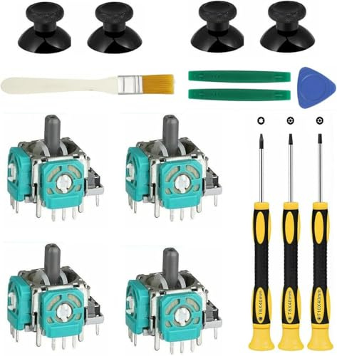 LxcshLjx Analog Joysticks Repair Kit, 4PCS Joysticks Replacement Parts for Xbox One S/X Controller, ThumbSticks Drift Fixing Parts with T6 T8 T10 Screwdriver Tools Kit, 3D Joystick Parts Analog Caps