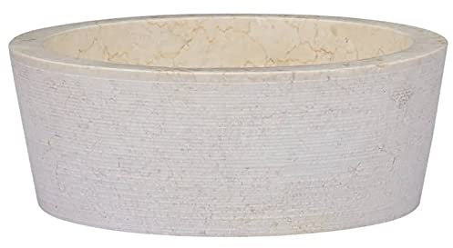 ShGaxin Lavabo Crema mármol Ø40x15 cm, Fregadero, Lavabo Baño, Lavamanos Baño, Lavatorio Casa De Banho, Mueble Lavabo sobre Encimera