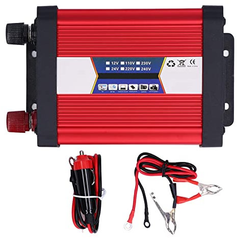 Inversor para automóvil, Adaptador de cargador silencioso de 1000 vatios, Convertidor de cargador USB sinusoidal mejorado para automóvil, Protección contra sobretensión, (24V to 220V)