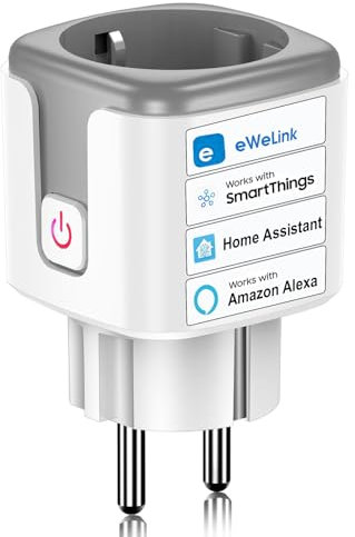 SURFOU Presa Smart, 16A Intelligente Plug Compatibile con Alexa e Google Home, Controllo Vocale, 2.4GHz WiFi Accesso Remoto, Nessun Hub Necessario, Monitoraggio del Consumo Energetico