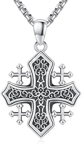 YueYuan Schutzpatron Medaille Halskette 925 Sterling Silber für Herren | Katholisches Schutzamulett, Geschenk zum Vatertag, zum Geburtstag, zu Weihnachten, zum Jahrestag und zu Glaubensanlässen