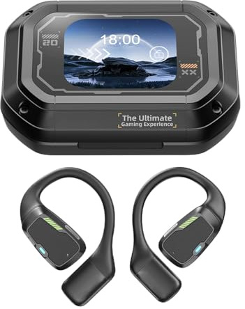 Écouteurs supra-auriculaires – Écouteurs à l'extérieur de l'oreille, écouteurs intra-auriculaires sans fil rechargeables avec écran LED, écouteurs faciles à utiliser, casque au-dessus de l'oreille