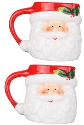 IMIKEYA 2stücke Keramik-weihnachtstassen Santa Claus Design Große Öffnung Weihnachtsbecher Für Kaffee Getränke Glatt Und Sicher Für Familie Freunde Weihnachtsfeier