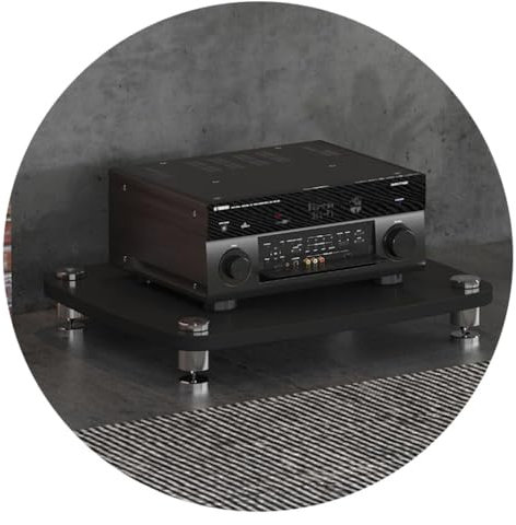 AV ShelfHIFI Audio-Schrankständer, Plattenspieler, MDF-Regal, Endstufe, Regal, Ausrüstung, Schwarz, 60 x 48 x 10 cm