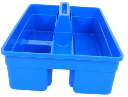 DIYEAH Boîte à Outils Portable en Plastique Bleu avec 3 Compartiments Compartimentés, Design Lisse et Arrondi, Organisateur Multifonction Maison Ferme