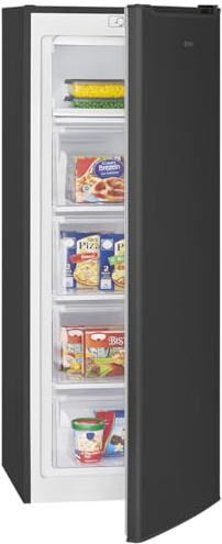 Bomann® Gefrierschrank 143cm I 4 Sterne-Gefrierfach I Temperaturbereich: ≤ -18°C I Tiefkühlschrank leise 40dB I wechselbarer Türanschlag I Gefrierschrank gross I 168L Freezer I GS 7364 schwarz-inox