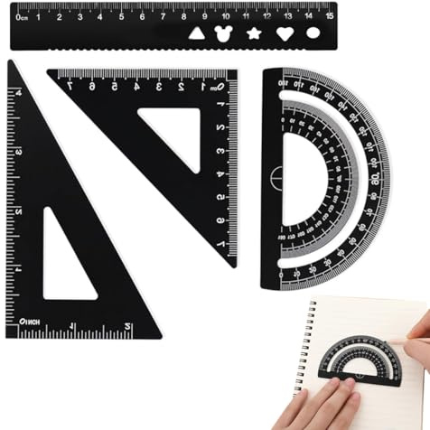 HABNI 4 Pezzi Righello Scuola Set, 15cm Matematica Geometria, Righelli Metallo Ruler Set Set Righelli e Squadre Set di Righelli Set di Geometria per Linsegnante Studente Della Scuola