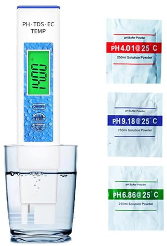 HGTRH Penna Tester per Acqua, 4 in 1 PH/TDS/EC Temp Misuratore di qualità dell'Acqua con Retroilluminazione ATC per Idroponica Koi Pond Acquario Spa Vasca Idromassaggio Piscine Blue