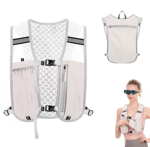 Gilet da corsa per uomo e donna, ultraleggero, con cinghie pettorali regolabili, per campeggio, escursionismo, maratona, grigio (grigio)