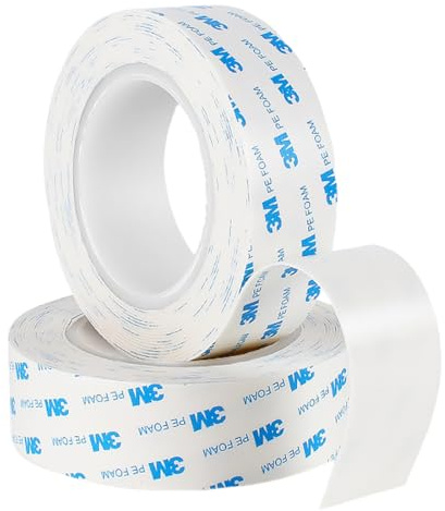 2 PCS Tapes, Ruban Adhésif Double Face 3M Pour Intérieur et Extérieur, Étanche, Ruban de Montage Pour Objets Lourds, Mousse PE, Fixation d'Objets, Applications Permanentes (20 mm x 3 m)