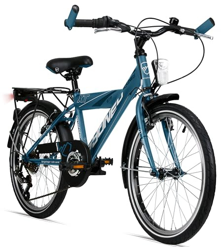 Bergsteiger Sydney 20/24 Zoll Kinderfahrrad Mountainbike 6/18 Gang | Mit V-Bremsen, Dynamolicht mit Standlicht, Reflektorstreifen, Ständer, ideal ab 115 cm für Schulweg und Gelände.