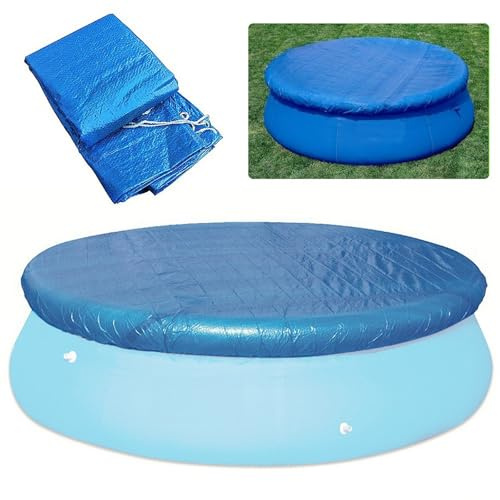 CopriPiscina Rotondo Antipolvere, Telone Piscin in PE Antipolvere Antipioggia Antivento Resistente ai Raggi UV, per Piscin Tonda Fuori Terra(BLUE,457cm)