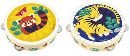 Janod Tamburin Musikinstrument für Kinder - buntes Kartonspielzeug