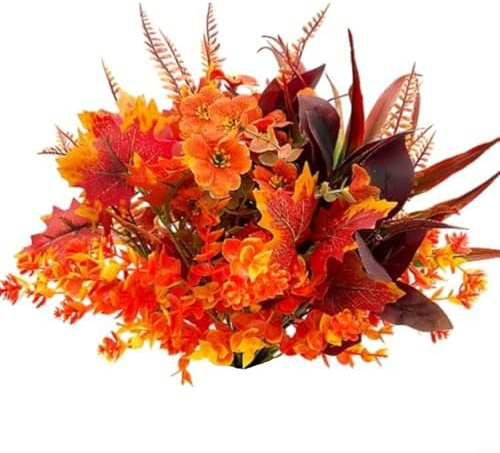 Sandyseptember Juego de ramo de flores artificiales de eucalipto y violeta, 16 piezas de decoración floral artificial para el hogar, mesa, porche, balcón