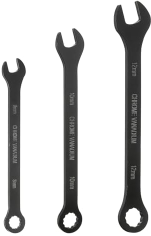 sourcing map 3 llaves combinadas métricas de acero al carbono de 8/10/12 mm, caja de 12 puntos y llaves de extremo abierto de doble extremo, herramientas para reparación de maquinaria automotriz