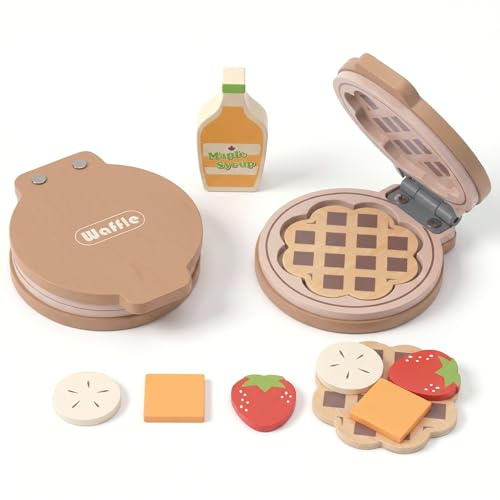 WOODENFUN Holz Waffel-Set Küchenzubehör Lernrollenspiel für Kinder ab 3J