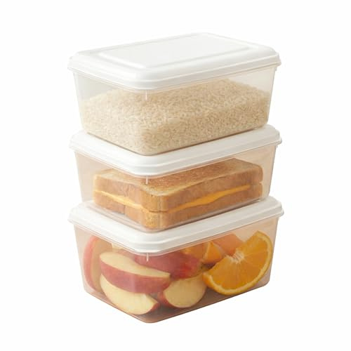 STL Food Storage Containers with Lids, 3L Clear Stackable Food Storage Boxes, BPA-Free Plastic Food Containers, Microwave and Dishwasher Safe, Kitchen & Lunch Containers (Pack Of 3)