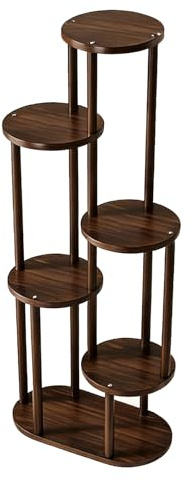 WATAOW 125x48cm Portafiori per Piante Multiple, Scaffale da Pavimento in Noce A 6 Livelli per Piante in Vaso Fiori Piante Grasse Decorative, Espositore per Balcone