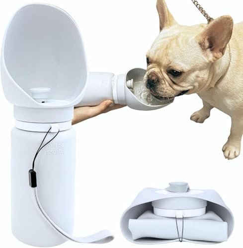 Gourde pour Chiens 550ml, Bouteille d'eau de Voyage étanche pour Animaux avec Distributeur, Bol d'eau Léger pour pour Toutes Tailles de Chiens, Idéale Promenade, Voyage et Randonnée