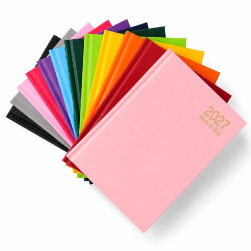 2027 Diary A6 Week to View Hardback Planner with Ribbon Marker (Pink)
