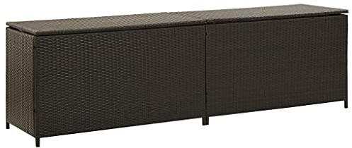 vidaXL Baule da Giardino Robusto Elegante Leggero Box Portaoggetti Contenitore Cassapanca in Polyrattan Telaio in Acciaio 200x50x60 cm Marrone