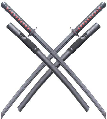 Pack 2 Katanas Tout en Polypropylene Noir Bleach Bankai Ichigo Sabre Entrainement Combat + Fourreau ABS Epee Bleach Katana