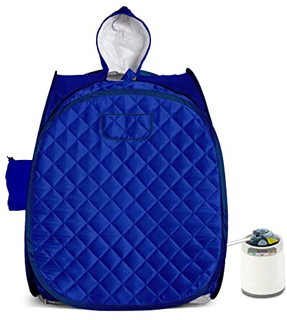 ZONEMEL Portable Steam Sauna Kit for 1 Person or 2 Person Full Body Home Sauna Spa, Leg Detox Relaxation, 2L Steam Pot, Remote Control (Blue, L 33.5”x W 32.3”x H 41.7”)
