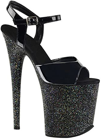 MUYEY High Heel 20CM Pole Dance Schuhe Nachtclub Party Platform Stiletto Sandalen Frauen Stripper Heels Offene Spitze Neu Plus Größe,Schwarz,40