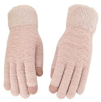 Handschuhe,Damen Winterhandschuhe Warm Plüsch Strickhandschuhe Pink Touchscreen Handschuhe Unisex Stretchhandschuhe Winddichter Sportreithandschuh Für Damen Herren Paare