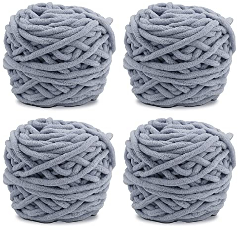 Strickwolle 4 x 100 g, mehrfarbiges Strickgarn zum Häkeln, weiches, klobiges Garn für Garnprojekte, Plüschbälle, handgefertigte Taschen, Pullover Schuhe Mützen Pullover Decken Schals