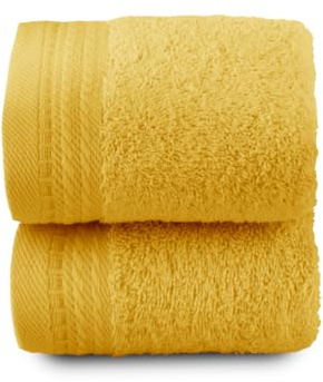 Top Towel - Premium - Large Bath Towels - Bath Towels - 2 Face Towels or Bidet -30x50cm - 100% Cotton - 600g - Lemon