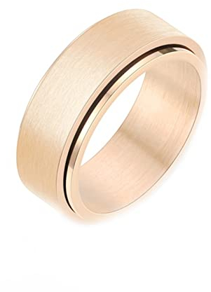 Epinki Titanstahl Trauringe, Spinner Ring Simple Gebürstet Breit 8MM Anxiety Ringe, Rose Gold Dekompressionsringe für Damen Herren, Größe 60 (19.1)