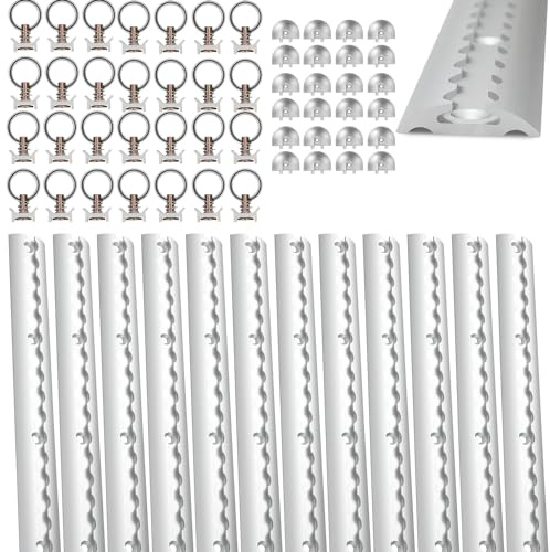 Joparri Rails Aéronautiques Ronds - 12 x 1 m - Semi-Circulaires - Argent Anodisé - Kit de Démarrage avec 10 Raccords et 8 Embouts en Aluminium - Pour Camions