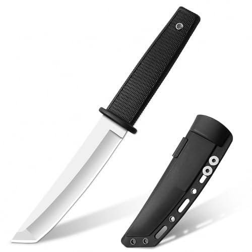 TIMKOSS Outdoor Camping Gürtelmesser Jagdmesser Überlebensmesser Survival Messer Edelstahl 440C, Angel Jagd Camping und Wanderwerkzeug, Gürtelmesser mit Kydex-scheide (Weiß1)